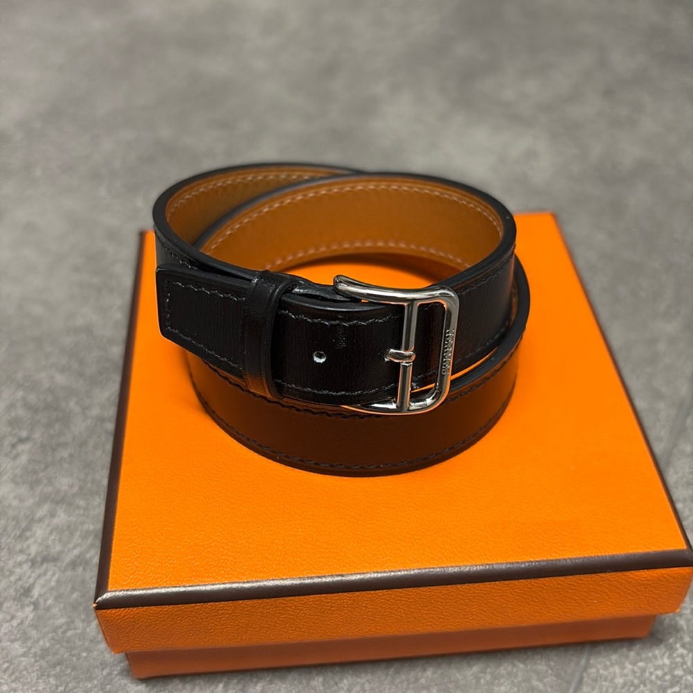BNIB Authentic Hermes Orlando Box Leather Double Wrap Bracelet